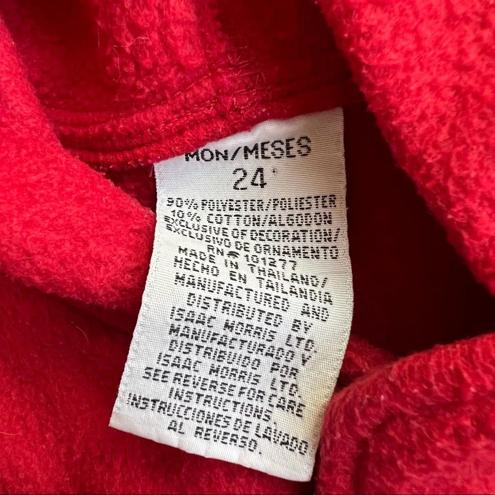 VTG Toddler Red & Gray Teddy Bear Fleece Jacket 24M